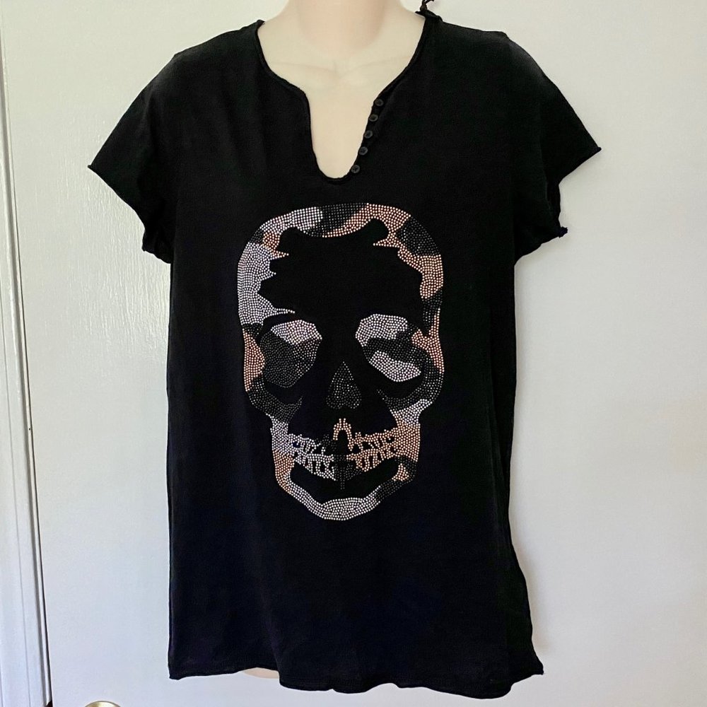 (3) New Zadig & Voltaire Whimsigoth Grunge Punk Festival Scull Cotton Tee M